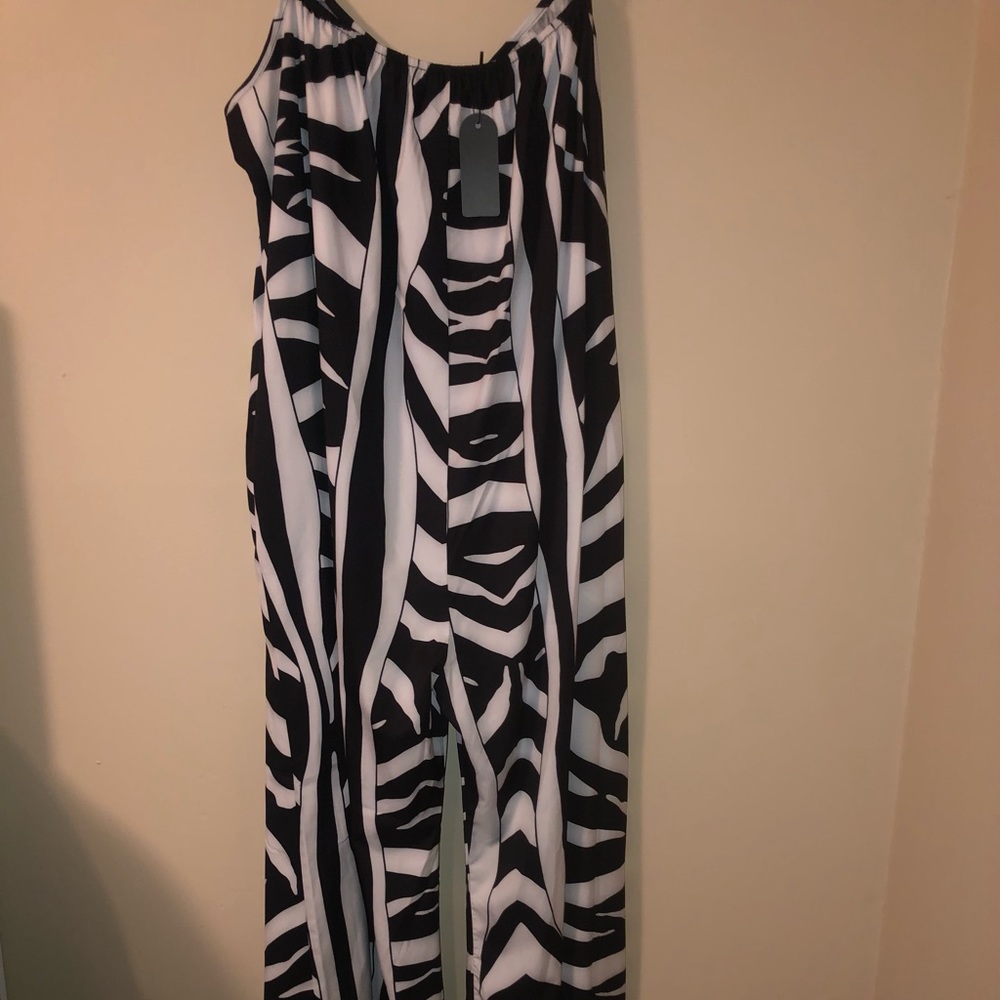 Plus Zebra like Print Wide Leg Jumpsuit